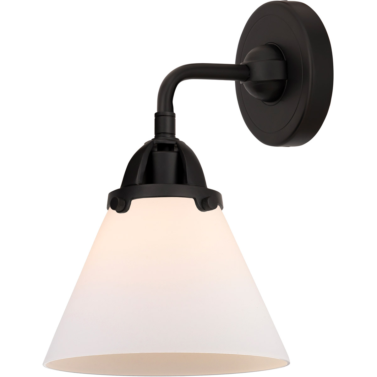 Innovations Lighting 288-1W-BK-G41-LED Nouveau 2 Large Cone LED 7.75 inch Matte Black Sconce Wall Light in Matte White Glass