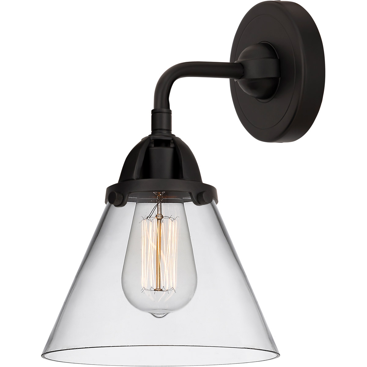 Innovations Lighting 288-1W-BK-G42-LED Nouveau 2 Large Cone LED 7.75 inch Matte Black Sconce Wall Light in Clear Glass