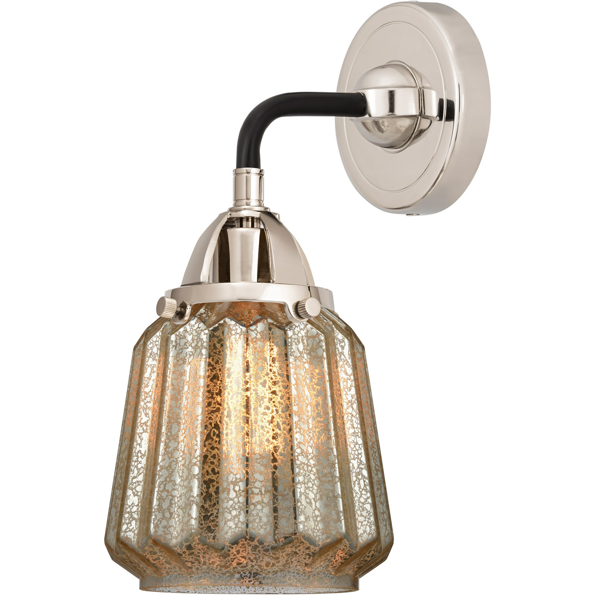 Innovations Lighting 288-1W-BPN-G146-LED Nouveau 2 Chatham LED 6 inch Black Polished Nickel Sconce Wall Light in Mercury Glass
