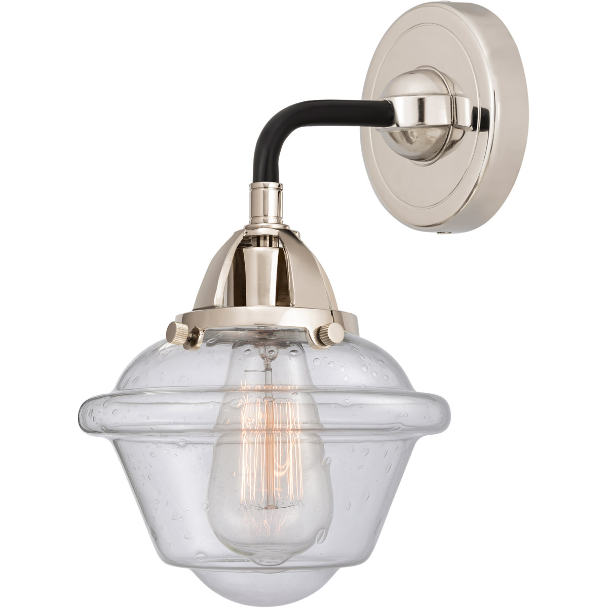 Innovations Lighting 288-1W-BPN-G534 Nouveau 2 Small Oxford 1 Light 8 inch Black Polished Nickel Sconce Wall Light in Seedy Glass