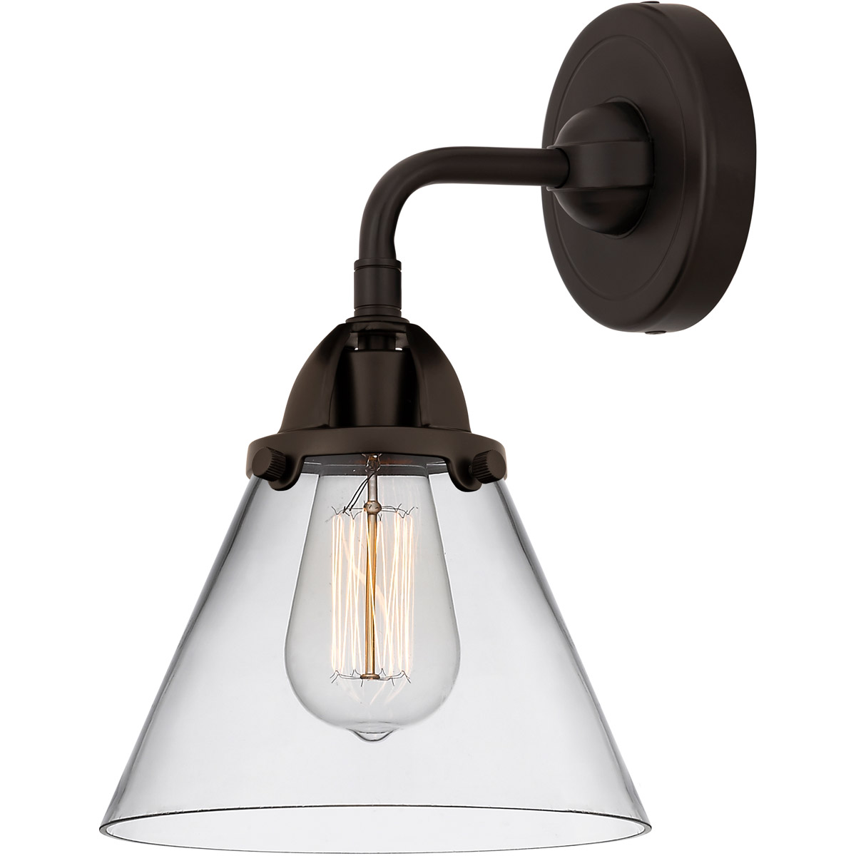 Innovations Lighting 288-1W-OB-G42-LED Nouveau 2 Large Cone LED 7.75 inch Oil Rubbed Bronze Sconce Wall Light in Clear Glass