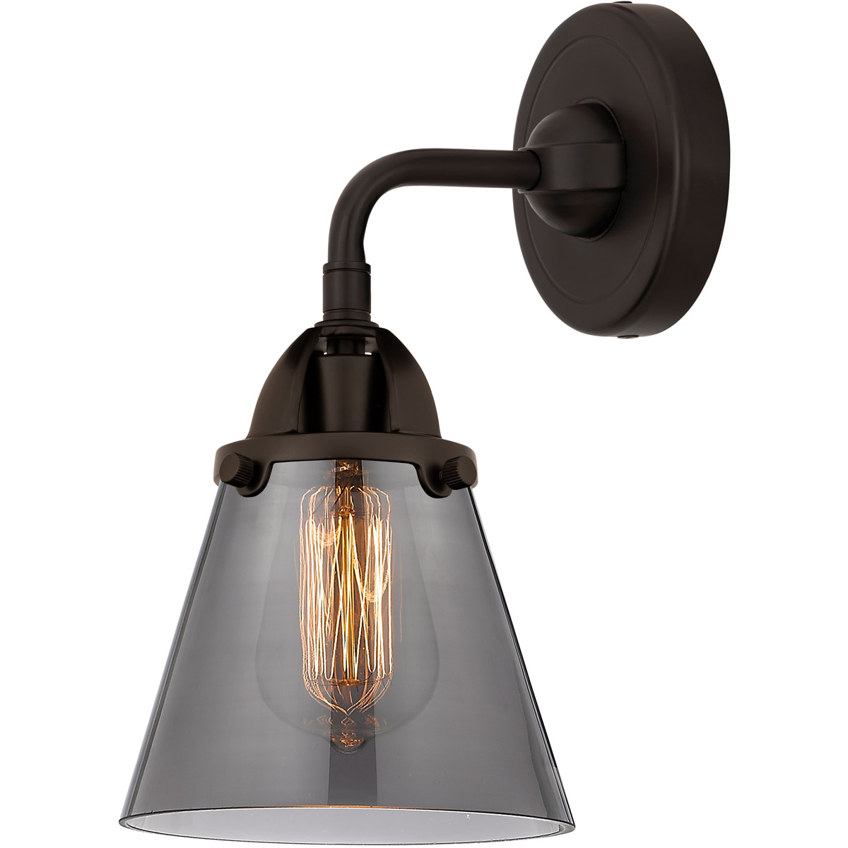 Innovations Lighting 288-1W-OB-G63 Nouveau 2 Small Cone 1 Light 6 inch Oil Rubbed Bronze Sconce Wall Light in Plated Smoke Glass
