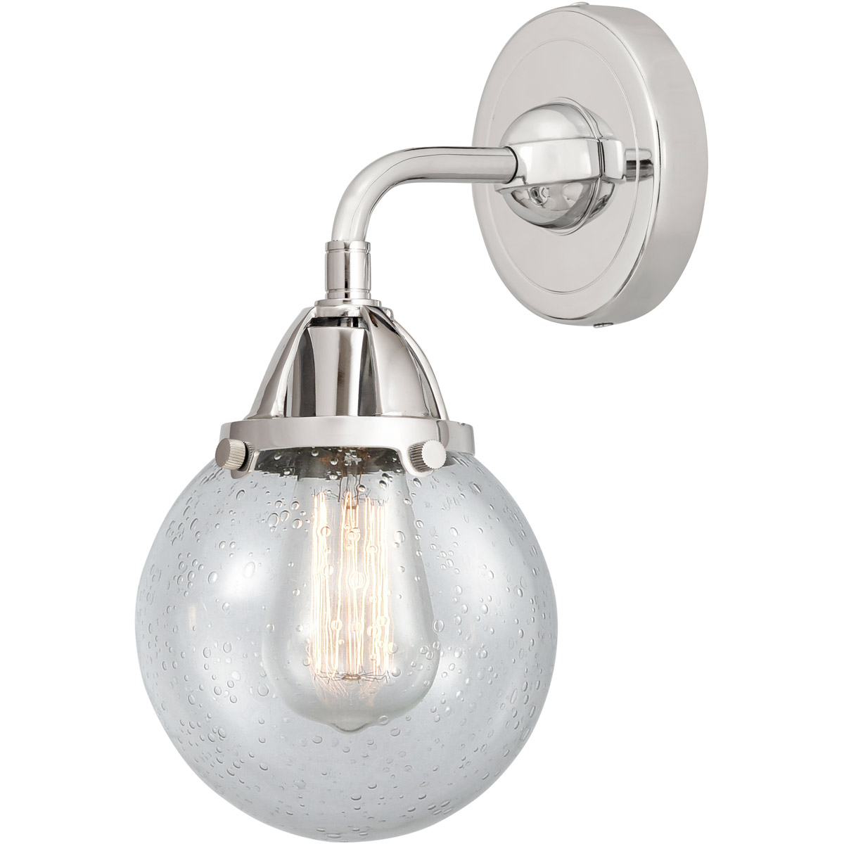 Innovations Lighting 288-1W-PC-G204-6-LED Nouveau 2 Beacon LED 6 inch Polished Chrome Sconce Wall Light in Seedy Glass