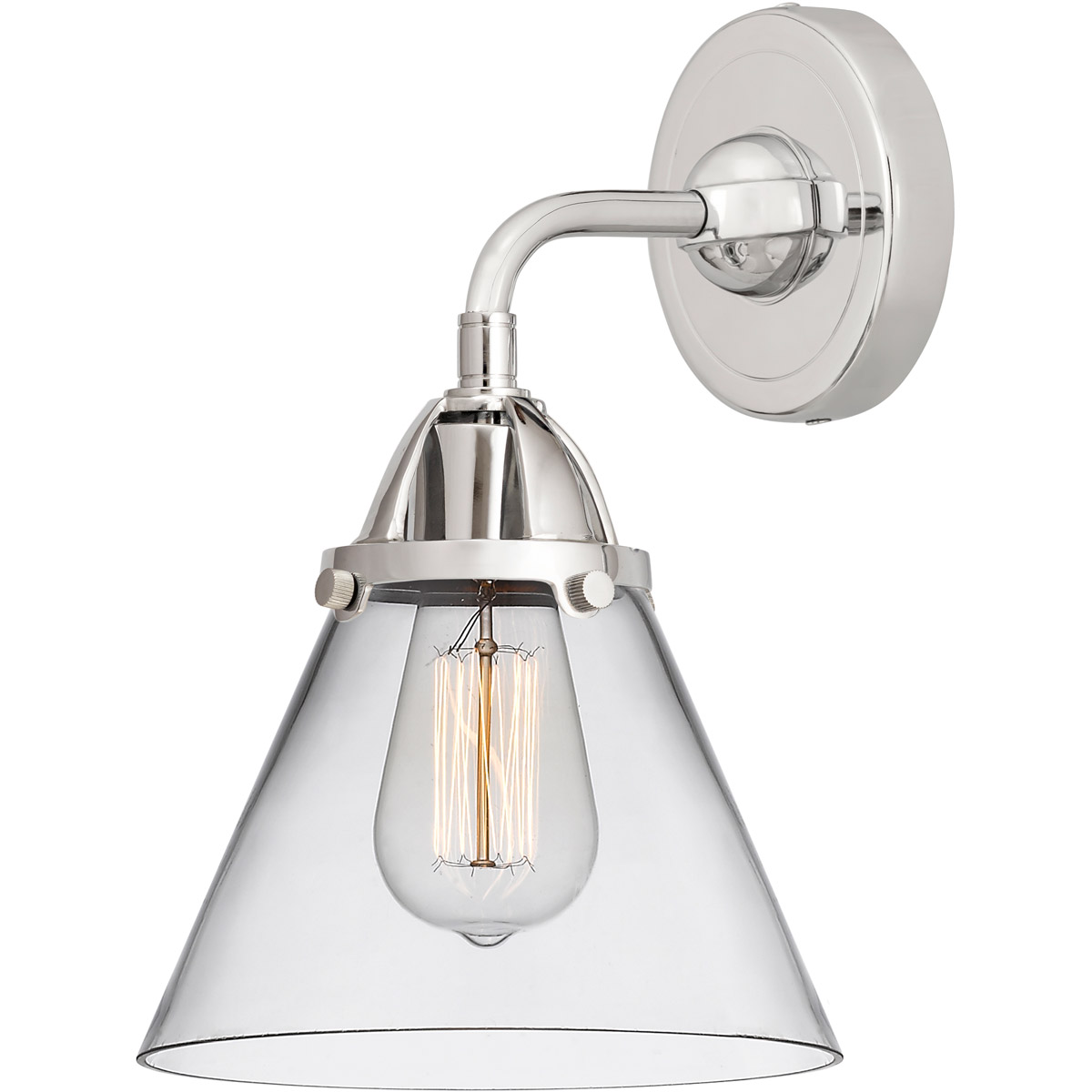 Innovations Lighting 288-1W-PC-G42-LED Nouveau 2 Large Cone LED 7.75 inch Polished Chrome Sconce Wall Light in Clear Glass