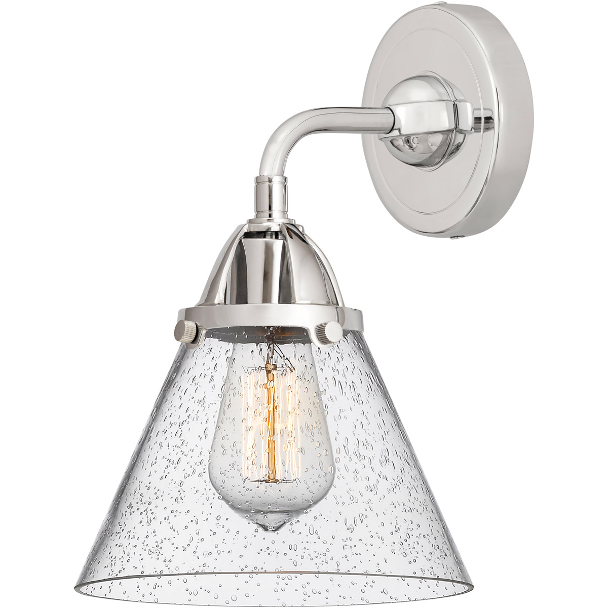 Innovations Lighting 288-1W-PC-G44-LED Nouveau 2 Large Cone LED 7.75 inch Polished Chrome Sconce Wall Light in Seedy Glass