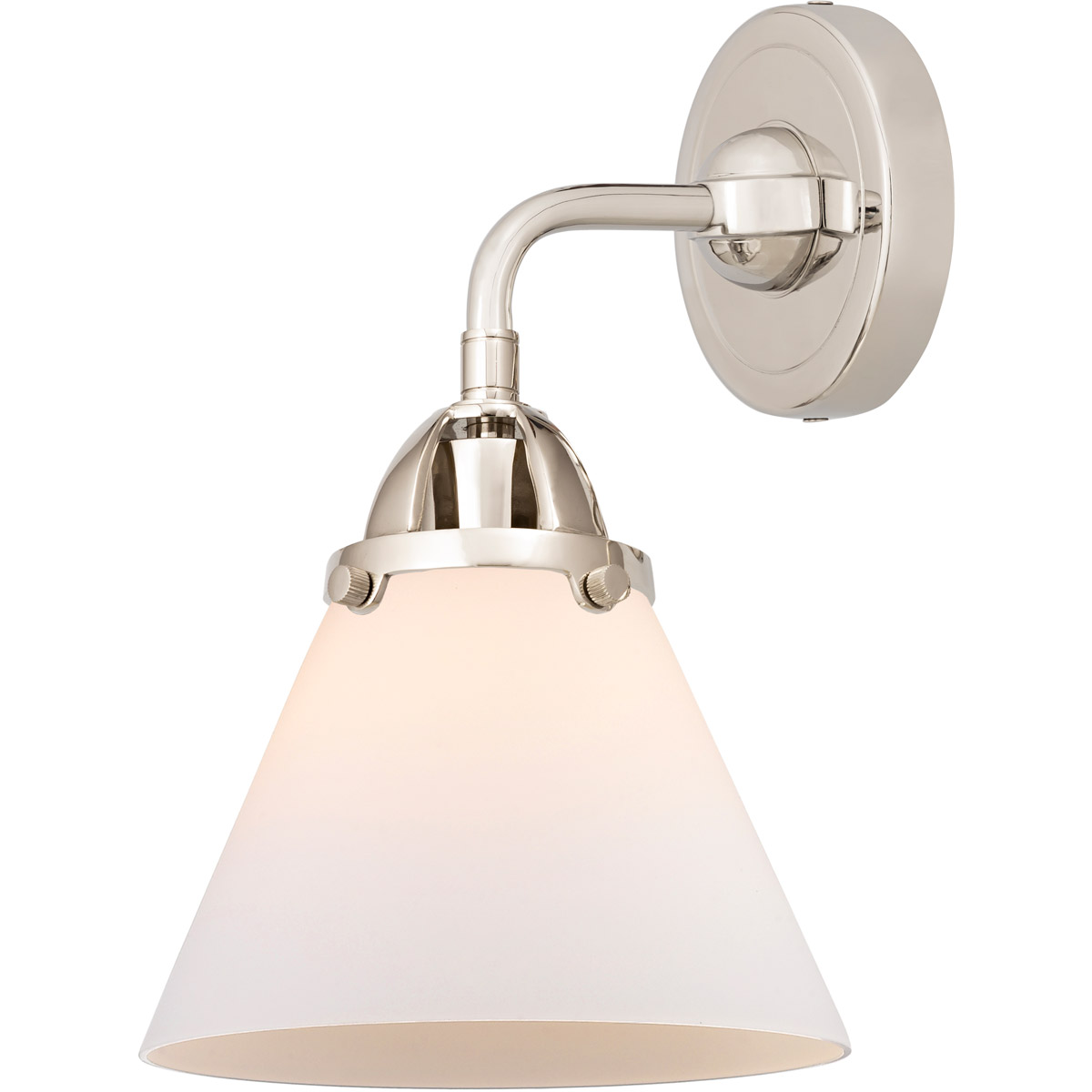 Innovations Lighting 288-1W-PN-G41-LED Nouveau 2 Large Cone LED 7.75 inch Polished Nickel Sconce Wall Light in Matte White Glass