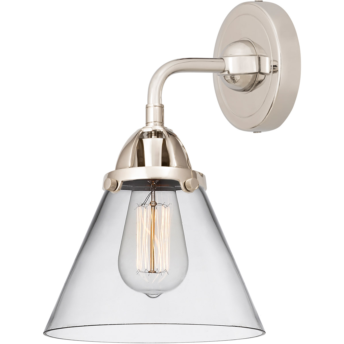 Innovations Lighting 288-1W-PN-G42-LED Nouveau 2 Large Cone LED 7.75 inch Polished Nickel Sconce Wall Light in Clear Glass