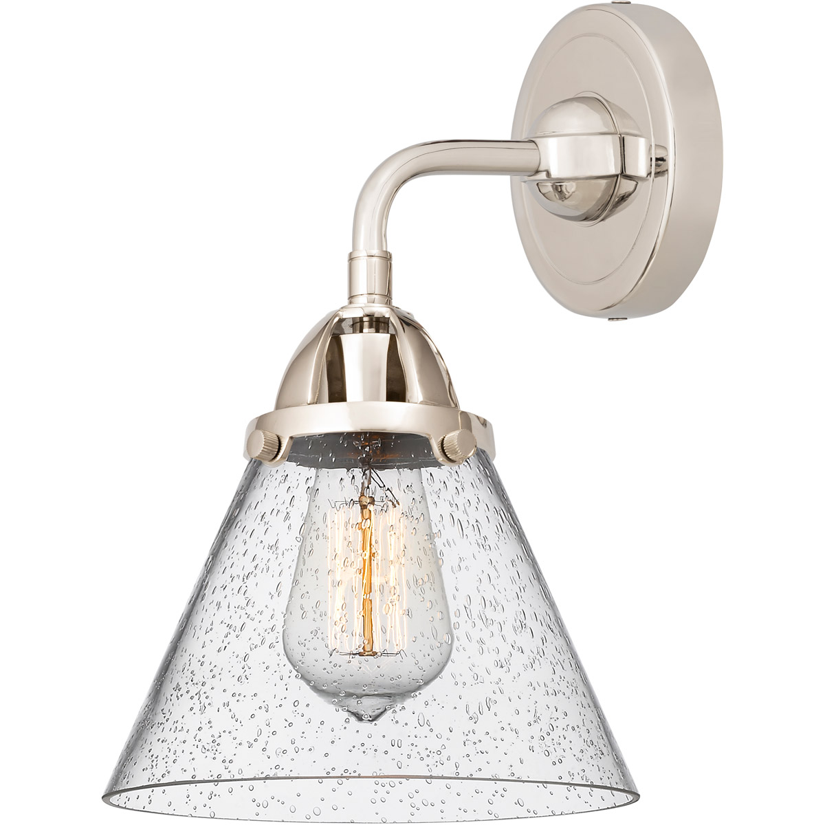Innovations Lighting 288-1W-PN-G44-LED Nouveau 2 Large Cone LED 7.75 inch Polished Nickel Sconce Wall Light in Seedy Glass