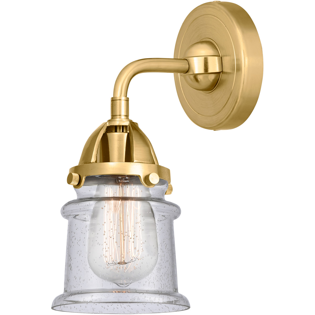 Innovations Lighting 288-1W-SG-G184S Nouveau 2 Small Canton 1 Light 5 inch Satin Gold Sconce Wall Light in Seedy Glass