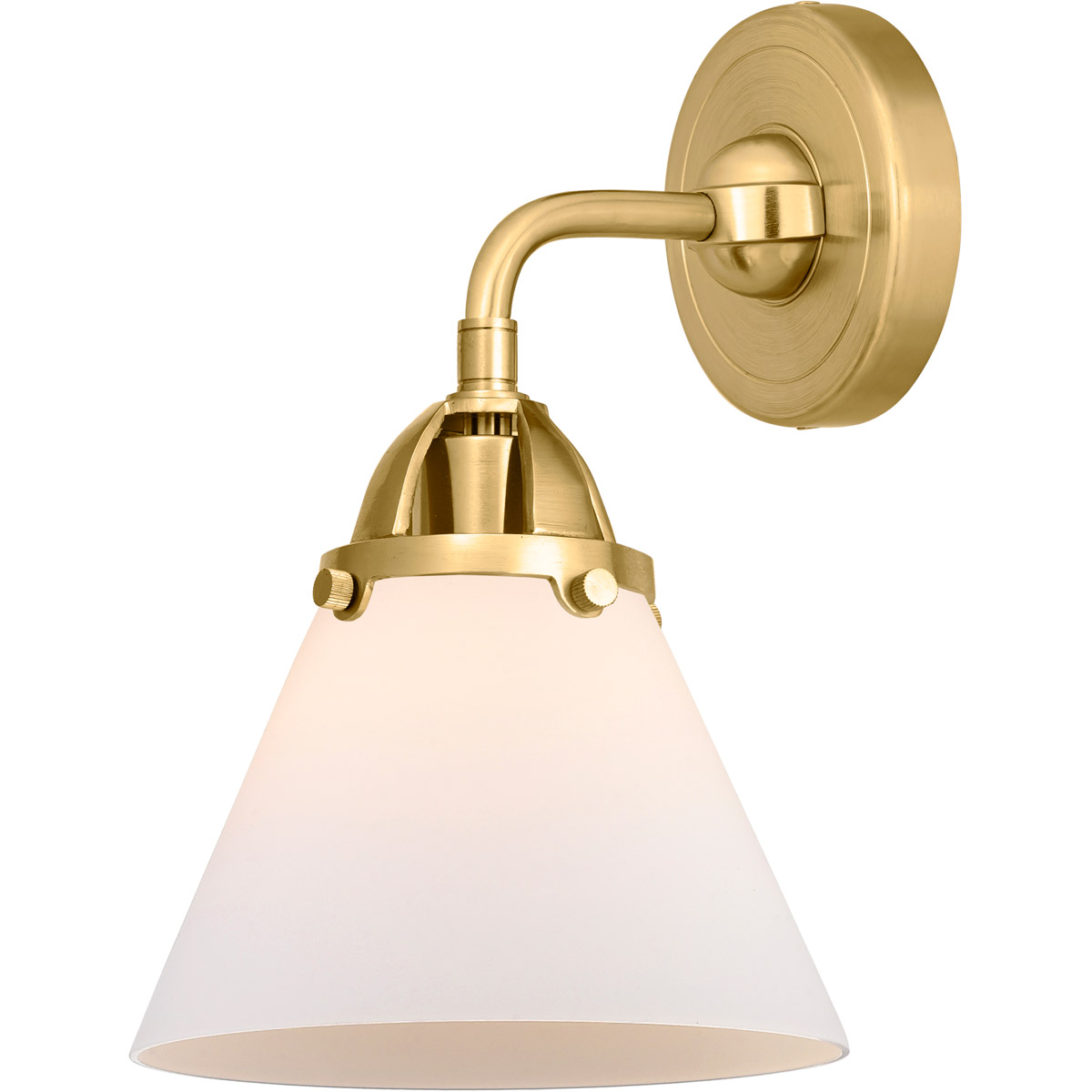 Innovations Lighting 288-1W-SG-G41-LED Nouveau 2 Large Cone LED 7.75 inch Satin Gold Sconce Wall Light in Matte White Glass