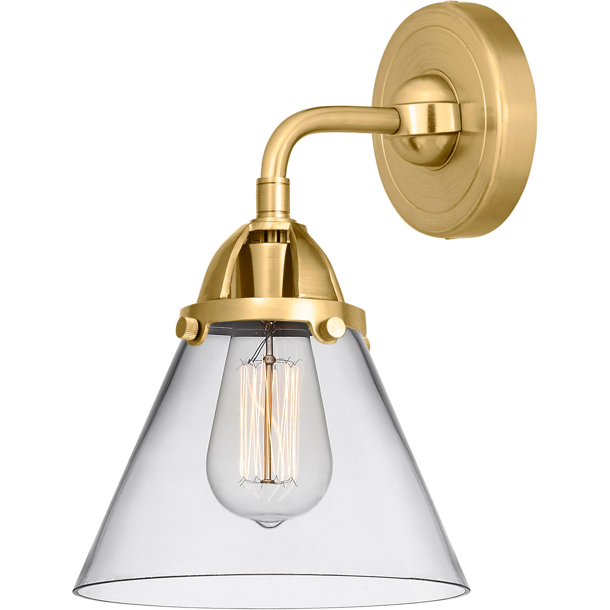 Innovations Lighting 288-1W-SG-G42-LED Nouveau 2 Large Cone LED 7.75 inch Satin Gold Sconce Wall Light in Clear Glass
