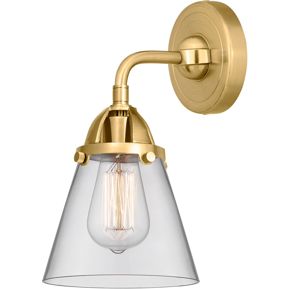 Innovations Lighting 288-1W-SG-G62 Nouveau 2 Small Cone 1 Light 6 inch Satin Gold Sconce Wall Light in Clear Glass