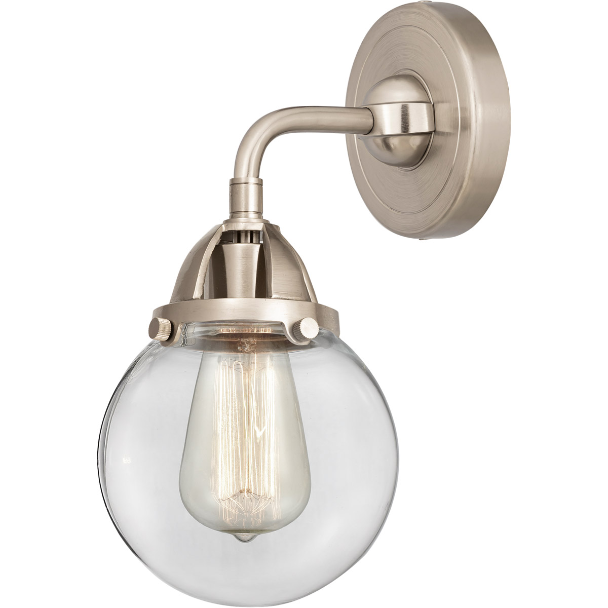 Innovations Lighting 288-1W-SN-G202-6 Nouveau 2 Beacon 1 Light 6 inch Brushed Satin Nickel Sconce Wall Light in Clear Glass