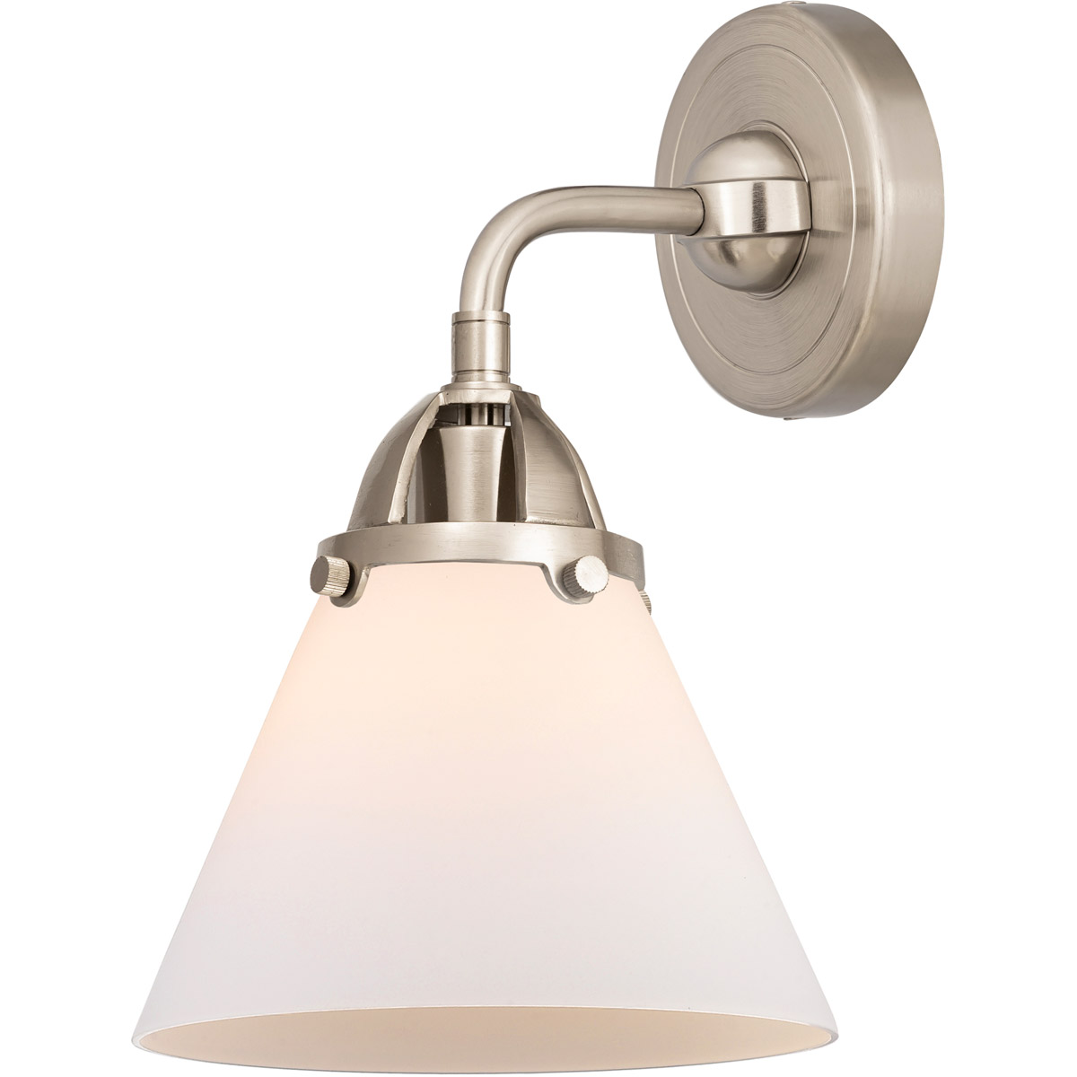 Innovations Lighting 288-1W-SN-G41-LED Nouveau 2 Large Cone LED 7.75 inch Brushed Satin Nickel Sconce Wall Light in Matte White Glass