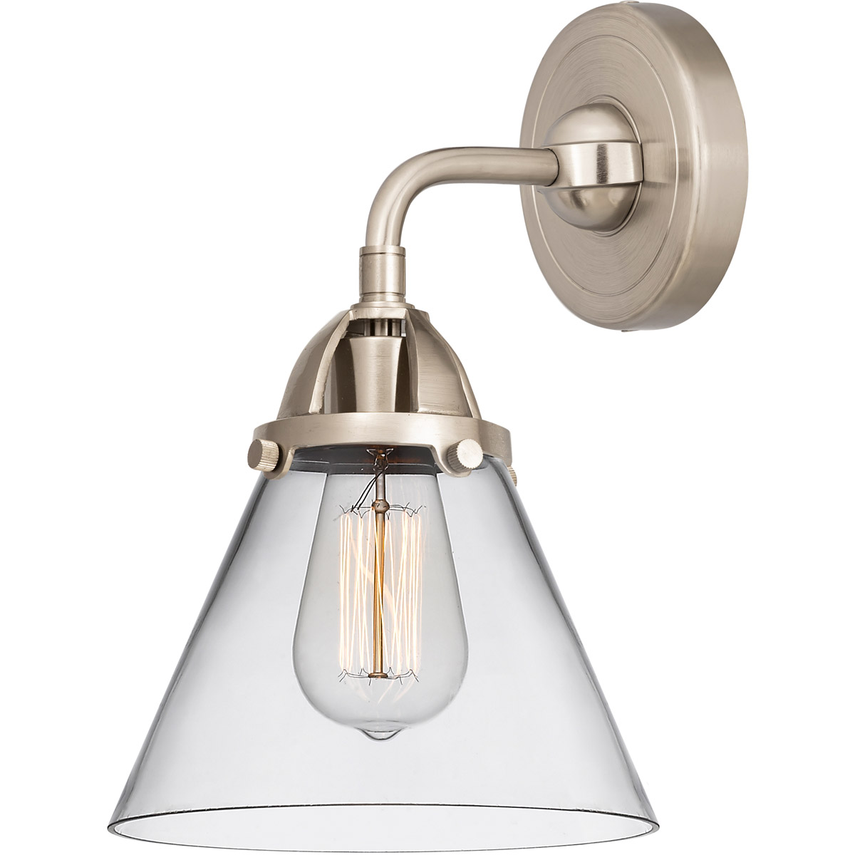 Innovations Lighting 288-1W-SN-G42-LED Nouveau 2 Large Cone LED 7.75 inch Brushed Satin Nickel Sconce Wall Light in Clear Glass