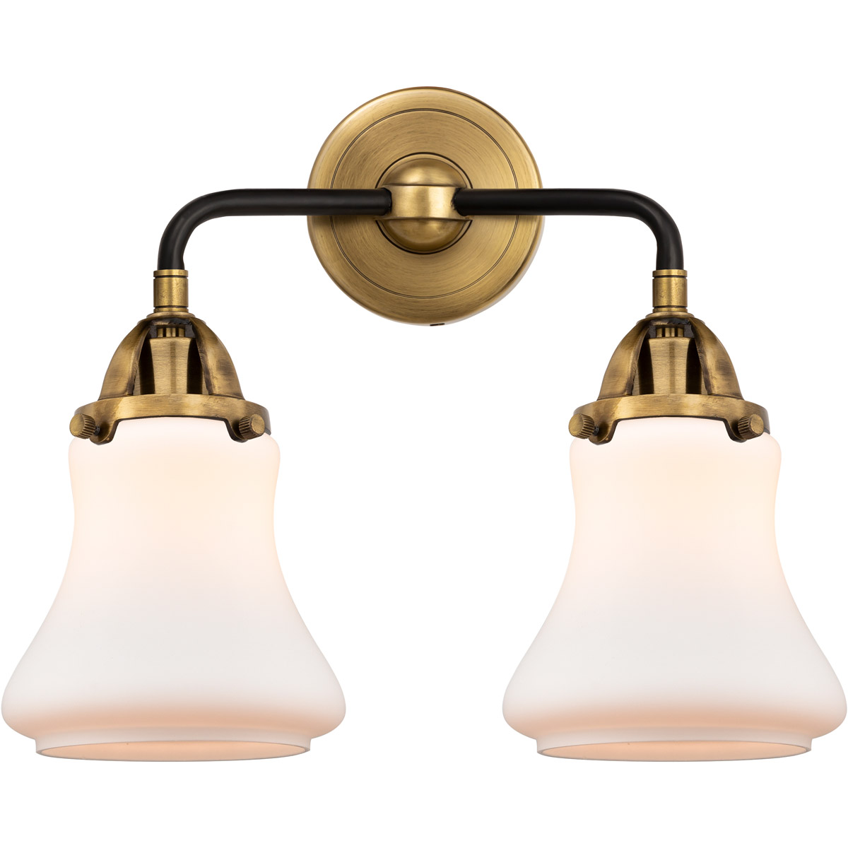 Innovations Lighting 288-2W-BAB-G191-LED Nouveau 2 Bellmont LED 14 inch Black Antique Brass Bath Vanity Light Wall Light in Matte White Glass