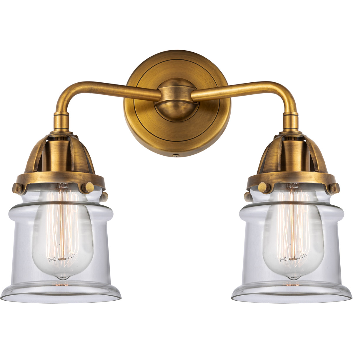 Innovations Lighting 288-2W-BB-G182S Nouveau 2 Small Canton 2 Light 13 inch Brushed Brass Bath Vanity Light Wall Light in Clear Glass
