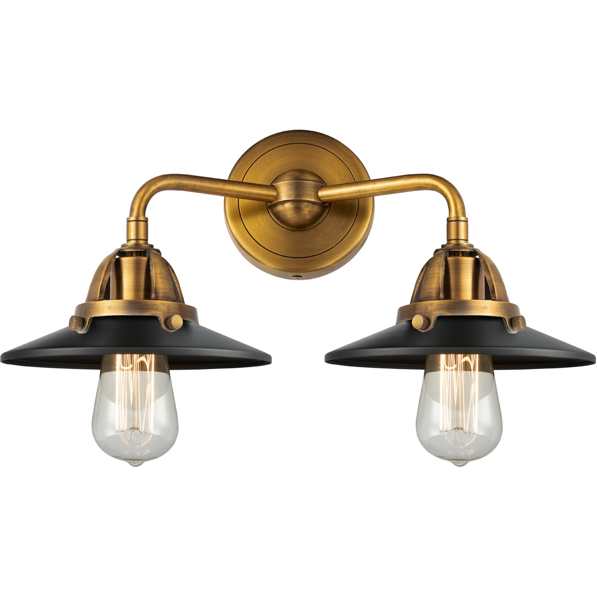 Innovations Lighting 288-2W-BB-M6-BK-LED Nouveau 2 Railroad LED 16 inch Brushed Brass Bath Vanity Light Wall Light in Matte Black
