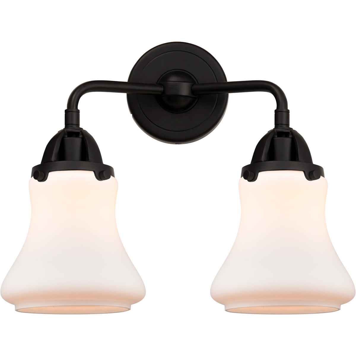 Innovations Lighting 288-2W-BK-G191-LED Nouveau 2 Bellmont LED 14 inch Matte Black Bath Vanity Light Wall Light in Matte White Glass