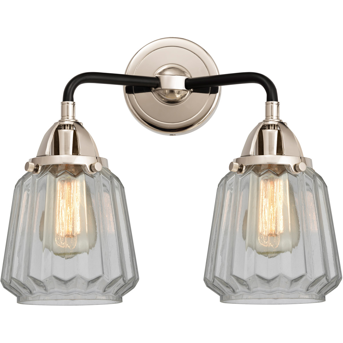Innovations Lighting 288-2W-BPN-G142-LED Nouveau 2 Chatham LED 14 inch Black Polished Nickel Bath Vanity Light Wall Light in Clear Glass