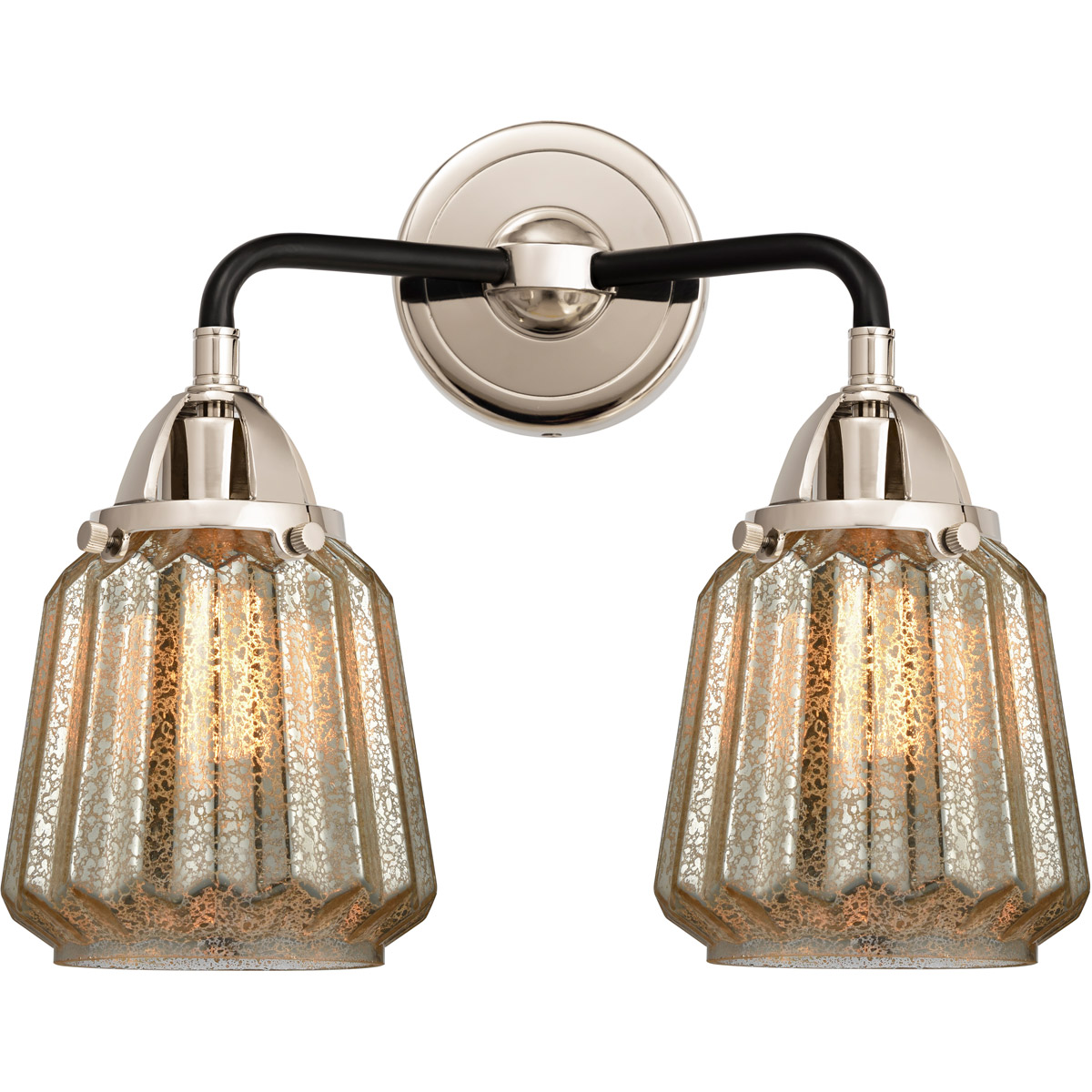 Innovations Lighting 288-2W-BPN-G146 Nouveau 2 Chatham 2 Light 14 inch Black Polished Nickel Bath Vanity Light Wall Light in Mercury Glass