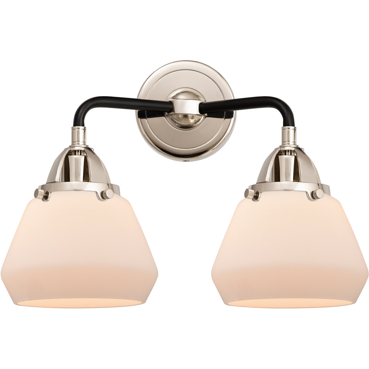 Innovations Lighting 288-2W-BPN-G171-LED Nouveau 2 Fulton LED 14.75 inch Black Polished Nickel Bath Vanity Light Wall Light in Matte White Glass