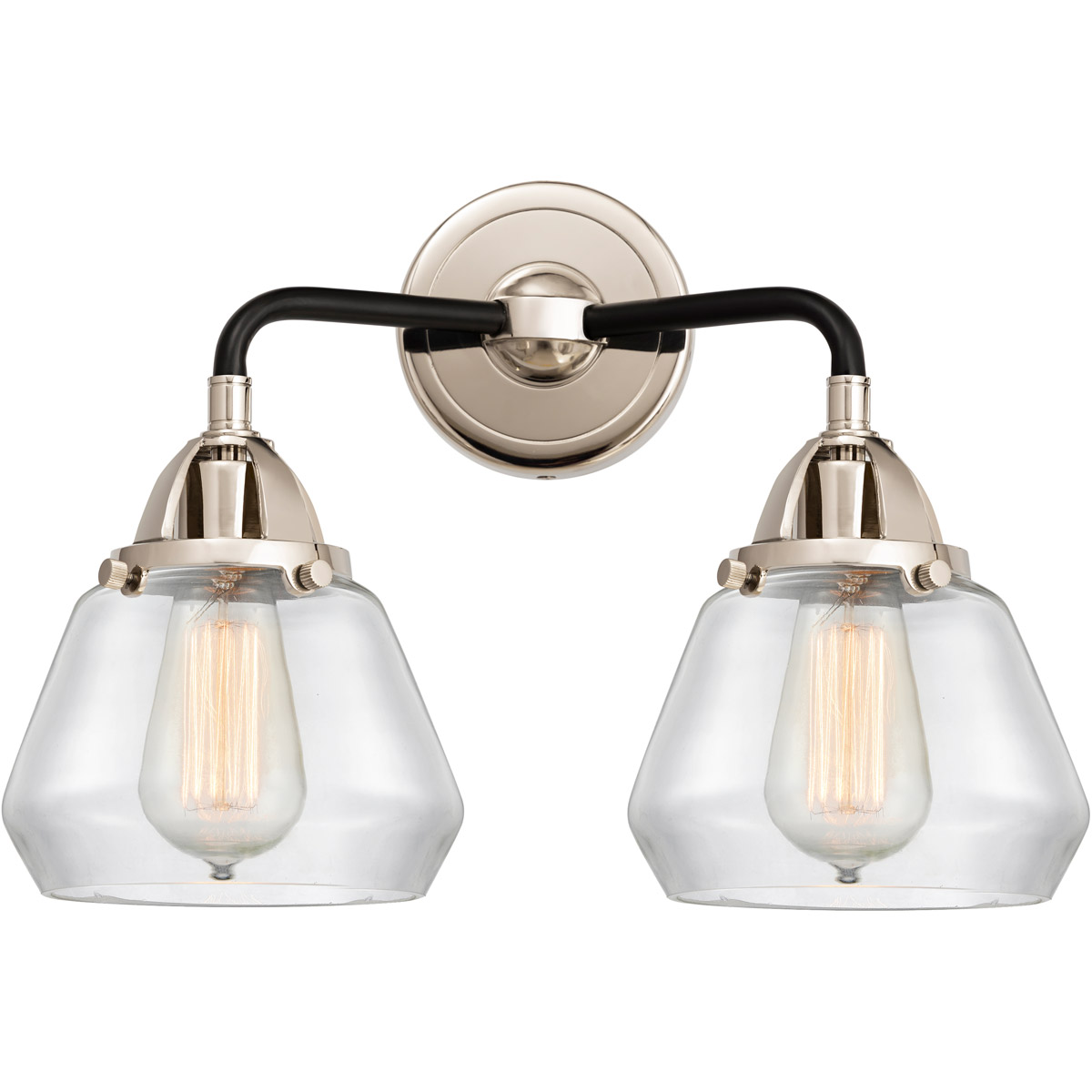 Innovations Lighting 288-2W-BPN-G172-LED Nouveau 2 Fulton LED 14.75 inch Black Polished Nickel Bath Vanity Light Wall Light in Clear Glass