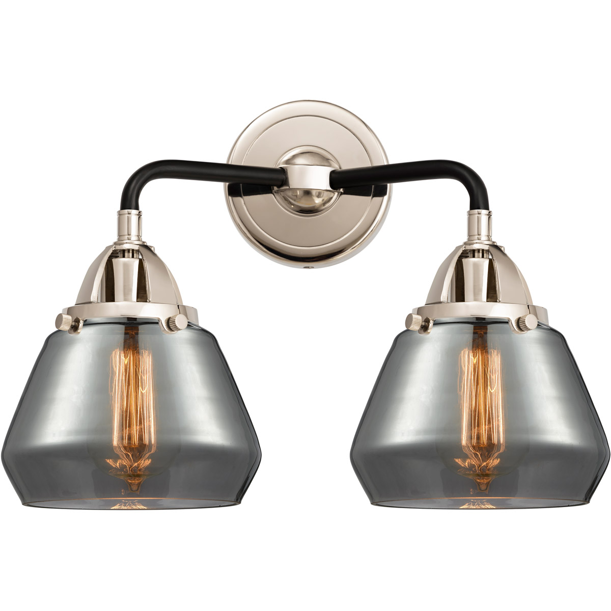 Innovations Lighting 288-2W-BPN-G173-LED Nouveau 2 Fulton LED 14.75 inch Black Polished Nickel Bath Vanity Light Wall Light in Plated Smoke Glass