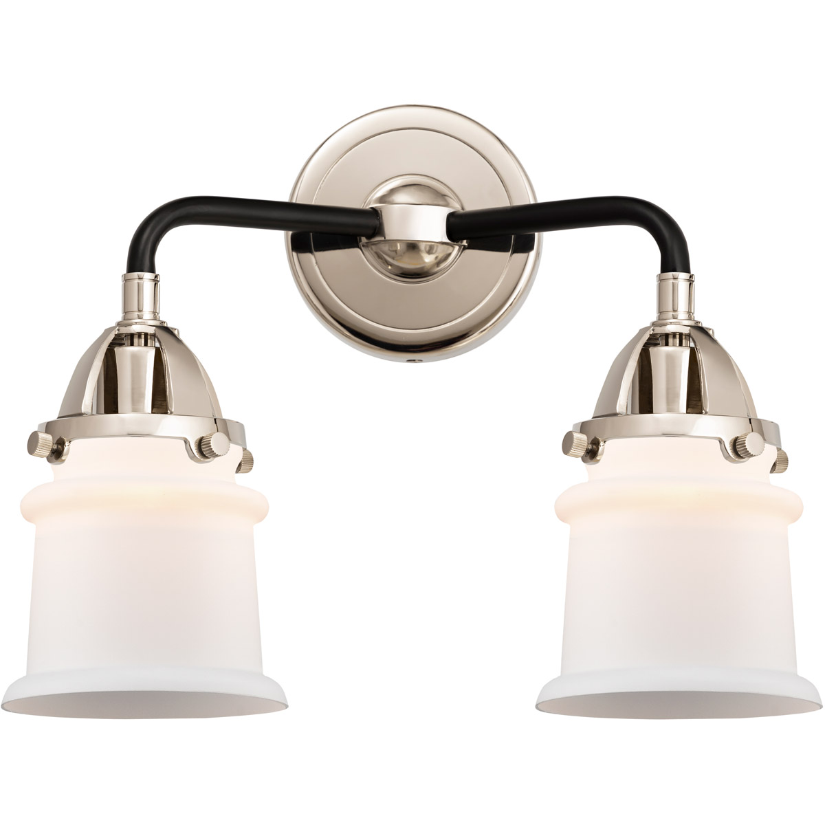 Innovations Lighting 288-2W-BPN-G181S-LED Nouveau 2 Small Canton LED 13.25 inch Black Polished Nickel Bath Vanity Light Wall Light in Matte White Glas