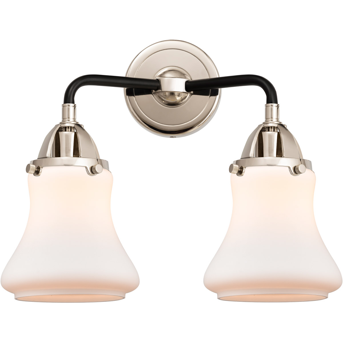 Innovations Lighting 288-2W-BPN-G191-LED Nouveau 2 Bellmont LED 14 inch Black Polished Nickel Bath Vanity Light Wall Light in Matte White Glass