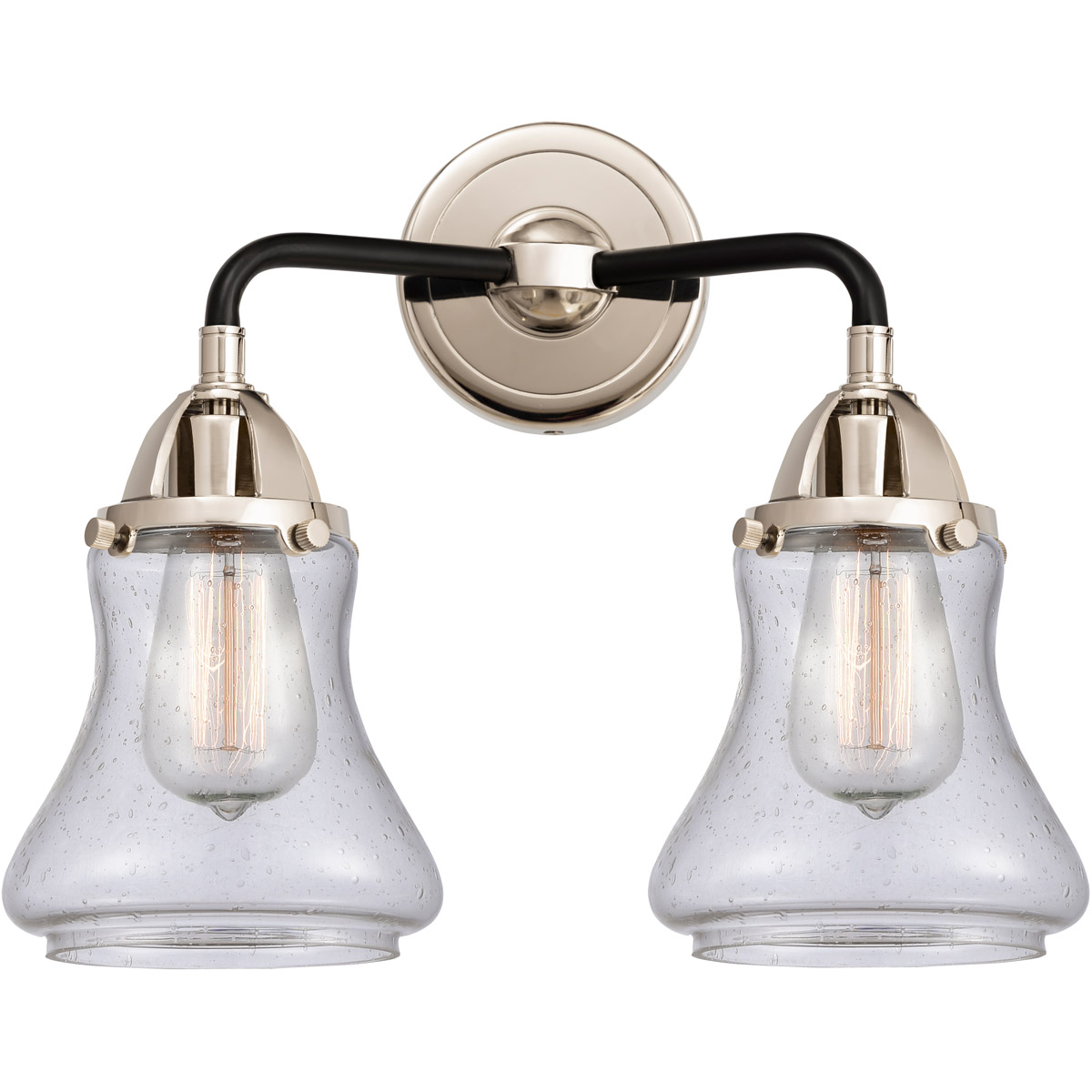 Innovations Lighting 288-2W-BPN-G194-LED Nouveau 2 Bellmont LED 14 inch Black Polished Nickel Bath Vanity Light Wall Light in Seedy Glass