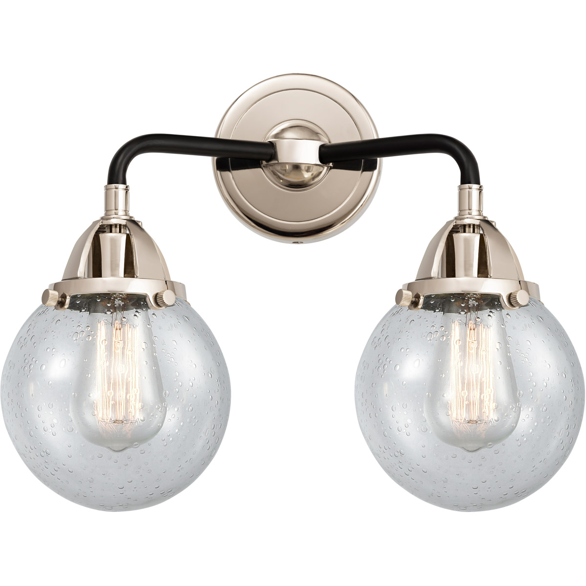Innovations Lighting 288-2W-BPN-G204-6-LED Nouveau 2 Beacon LED 14 inch Black Polished Nickel Bath Vanity Light Wall Light in Seedy Glass