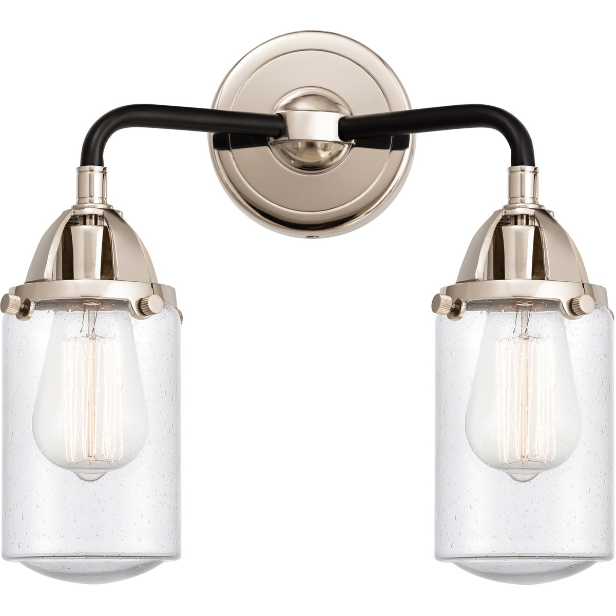 Innovations Lighting 288-2W-BPN-G314-LED Nouveau 2 Dover LED 13 inch Black Polished Nickel Bath Vanity Light Wall Light in Seedy Glass