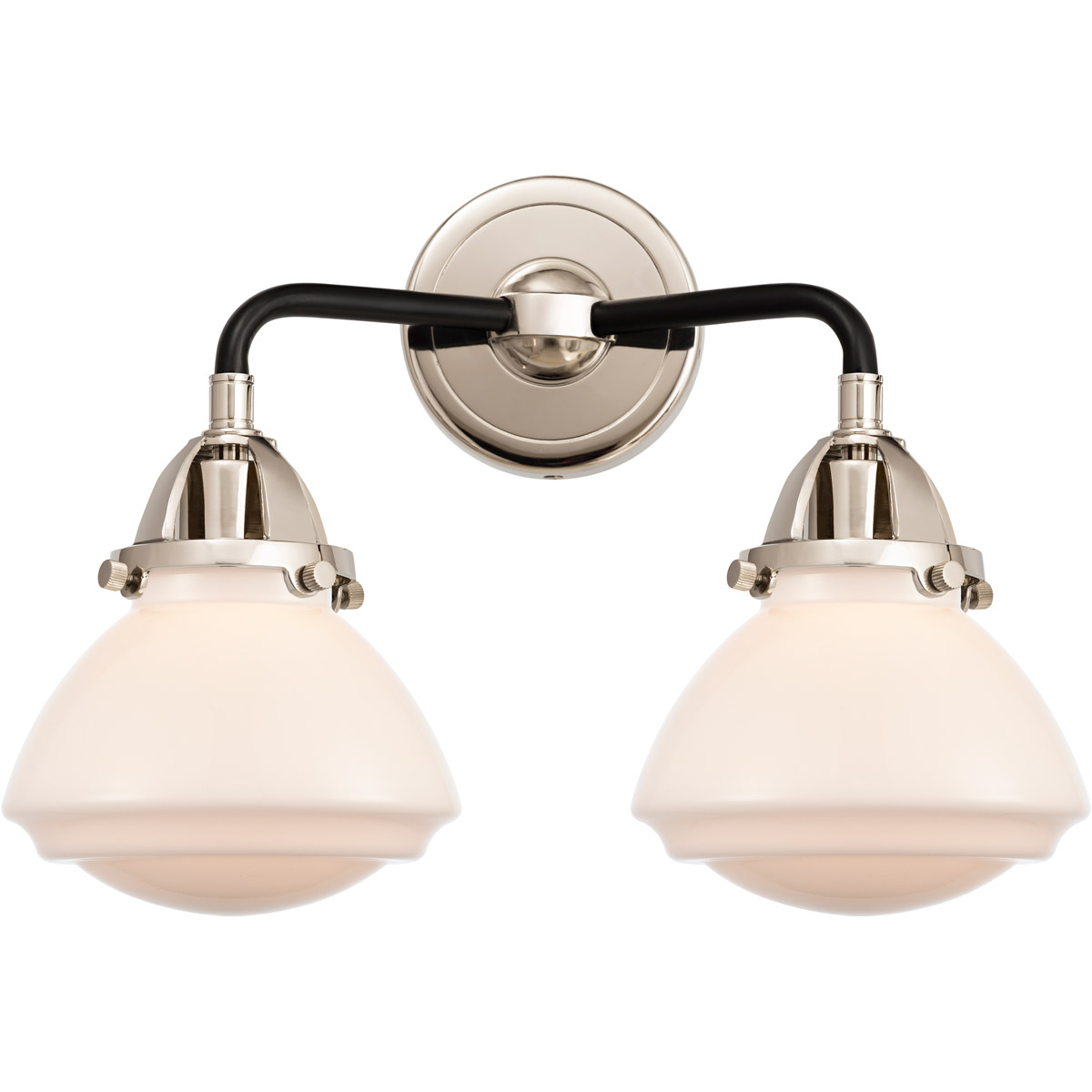 Innovations Lighting 288-2W-BPN-G321-LED Nouveau 2 Olean LED 15 inch Black Polished Nickel Bath Vanity Light Wall Light in Matte White Glass