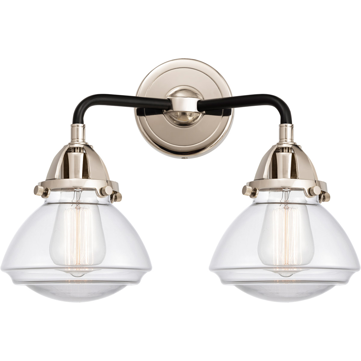 Innovations Lighting 288-2W-BPN-G322-LED Nouveau 2 Olean LED 15 inch Black Polished Nickel Bath Vanity Light Wall Light in Clear Glass