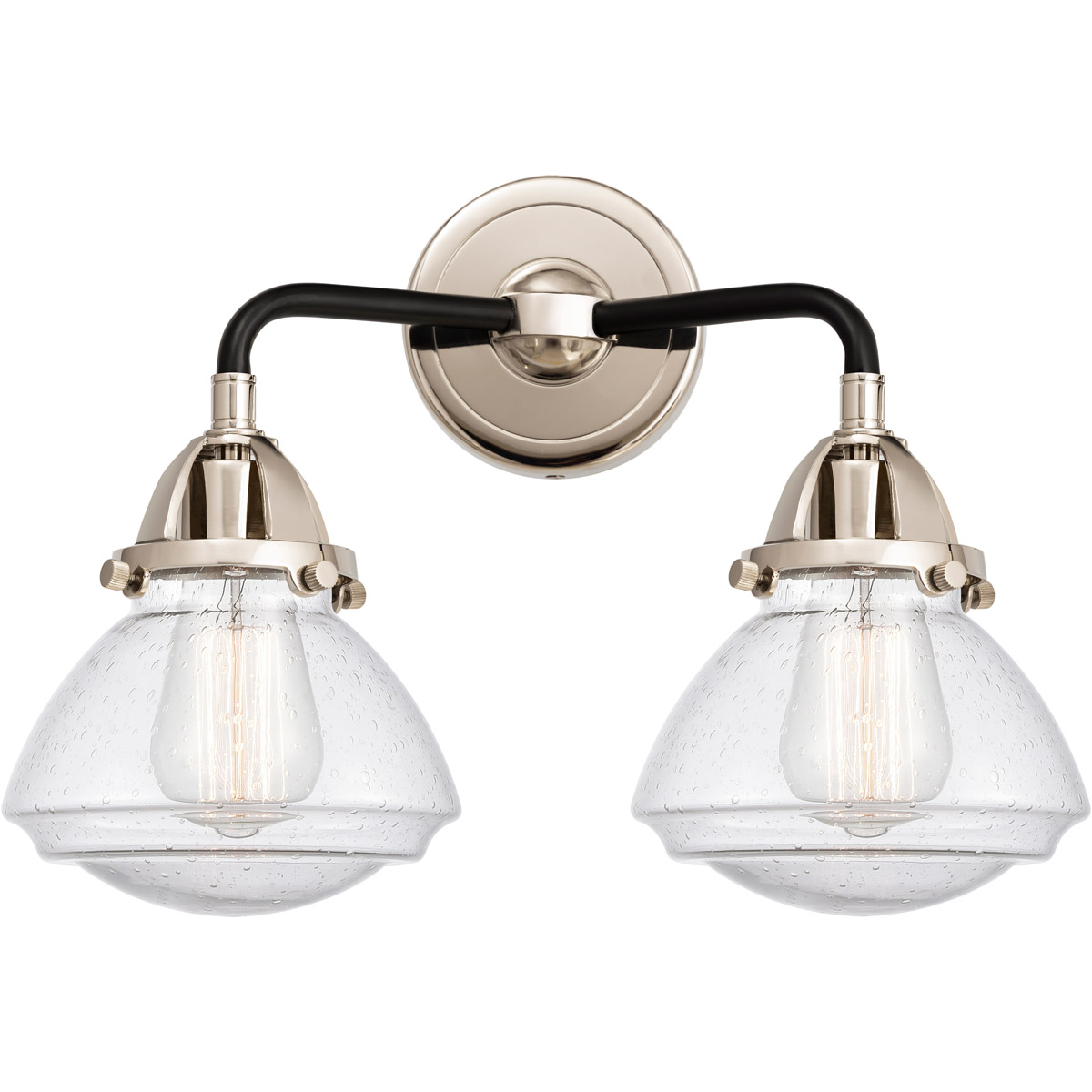 Innovations Lighting 288-2W-BPN-G324-LED Nouveau 2 Olean LED 15 inch Black Polished Nickel Bath Vanity Light Wall Light in Seedy Glass