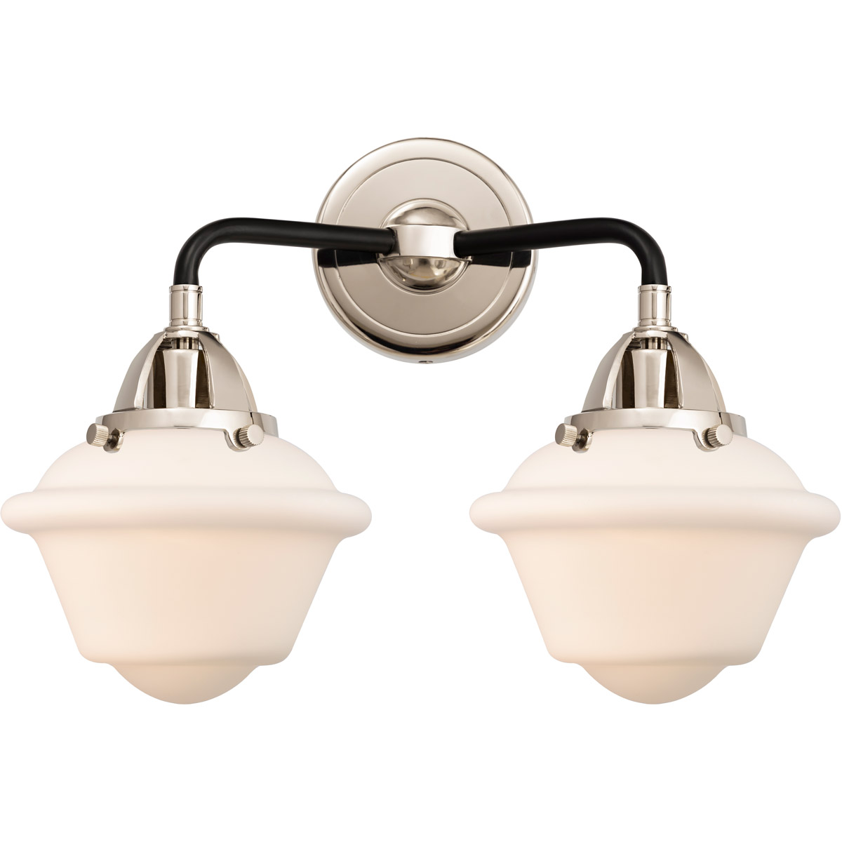 Innovations Lighting 288-2W-BPN-G531-LED Nouveau 2 Small Oxford LED 15.5 inch Black Polished Nickel Bath Vanity Light Wall Light in Matte White Glass