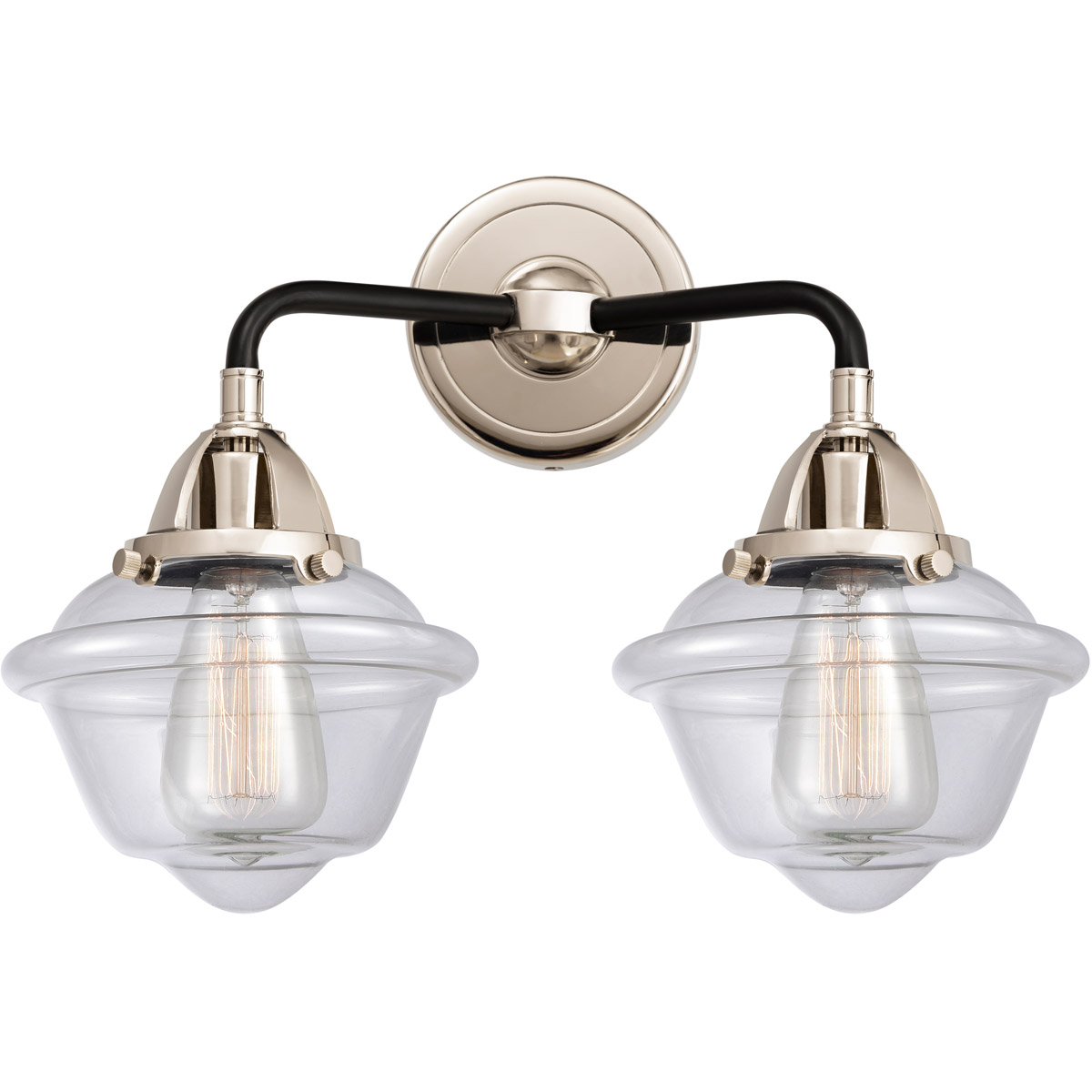 Innovations Lighting 288-2W-BPN-G532-LED Nouveau 2 Small Oxford LED 15.5 inch Black Polished Nickel Bath Vanity Light Wall Light in Clear Glass
