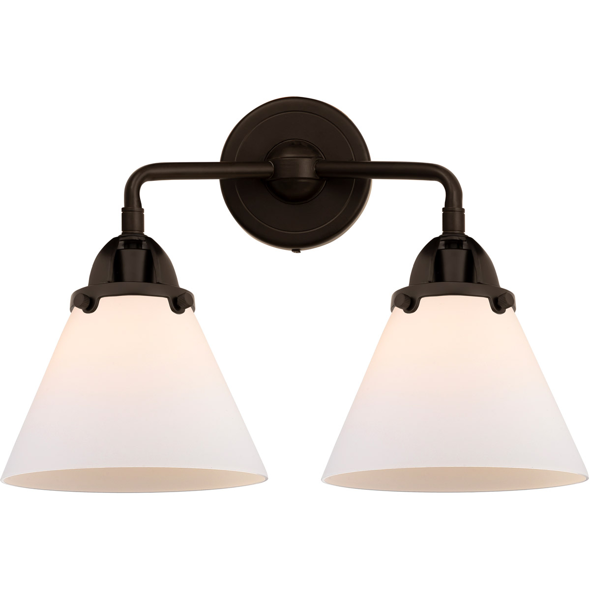 Innovations Lighting 288-2W-OB-G41-LED Nouveau 2 Large Cone LED 15.75 inch Oil Rubbed Bronze Bath Vanity Light Wall Light in Matte White Glass