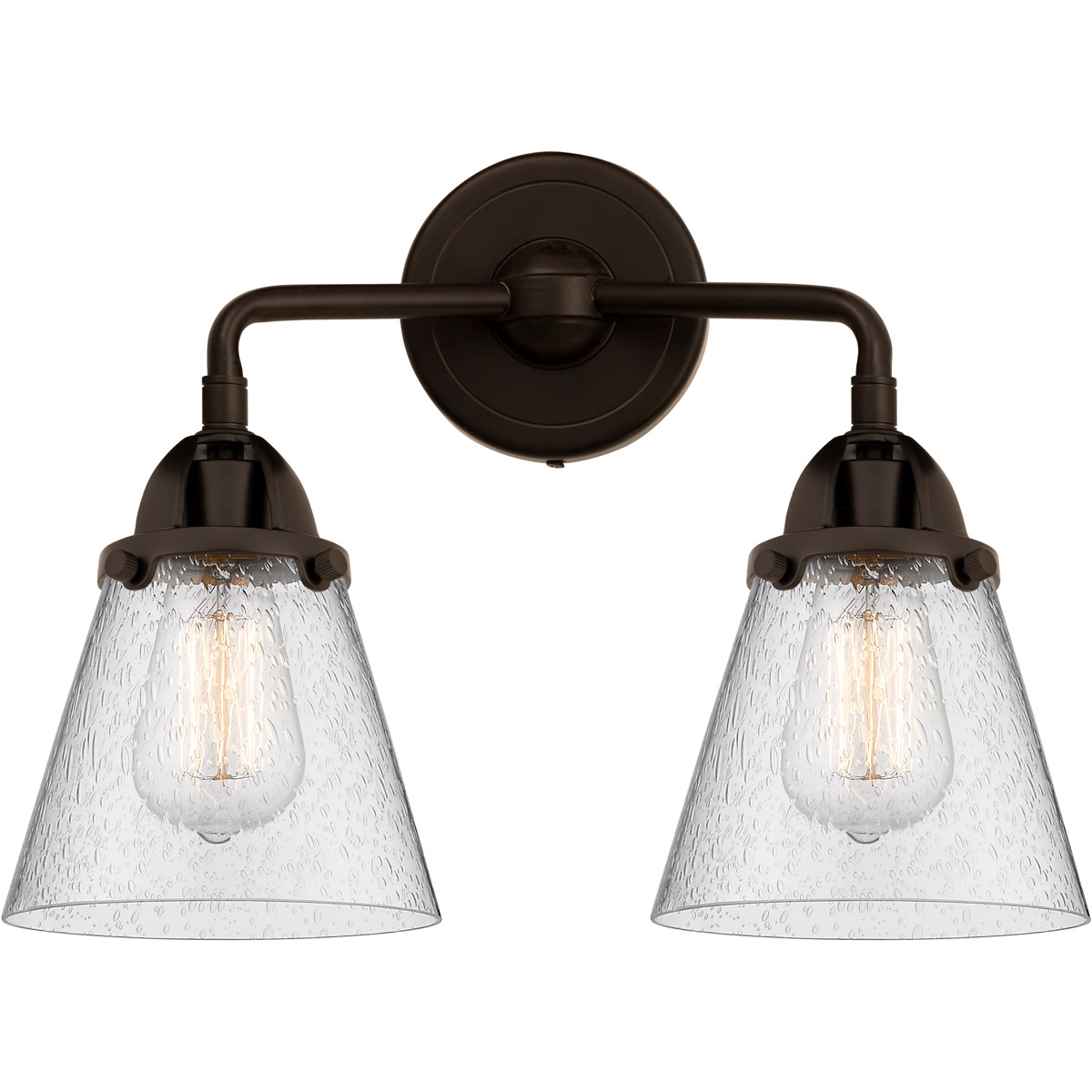 Innovations Lighting 288-2W-OB-G64 Nouveau 2 Small Cone 2 Light 14 inch Oil Rubbed Bronze Bath Vanity Light Wall Light in Seedy Glass