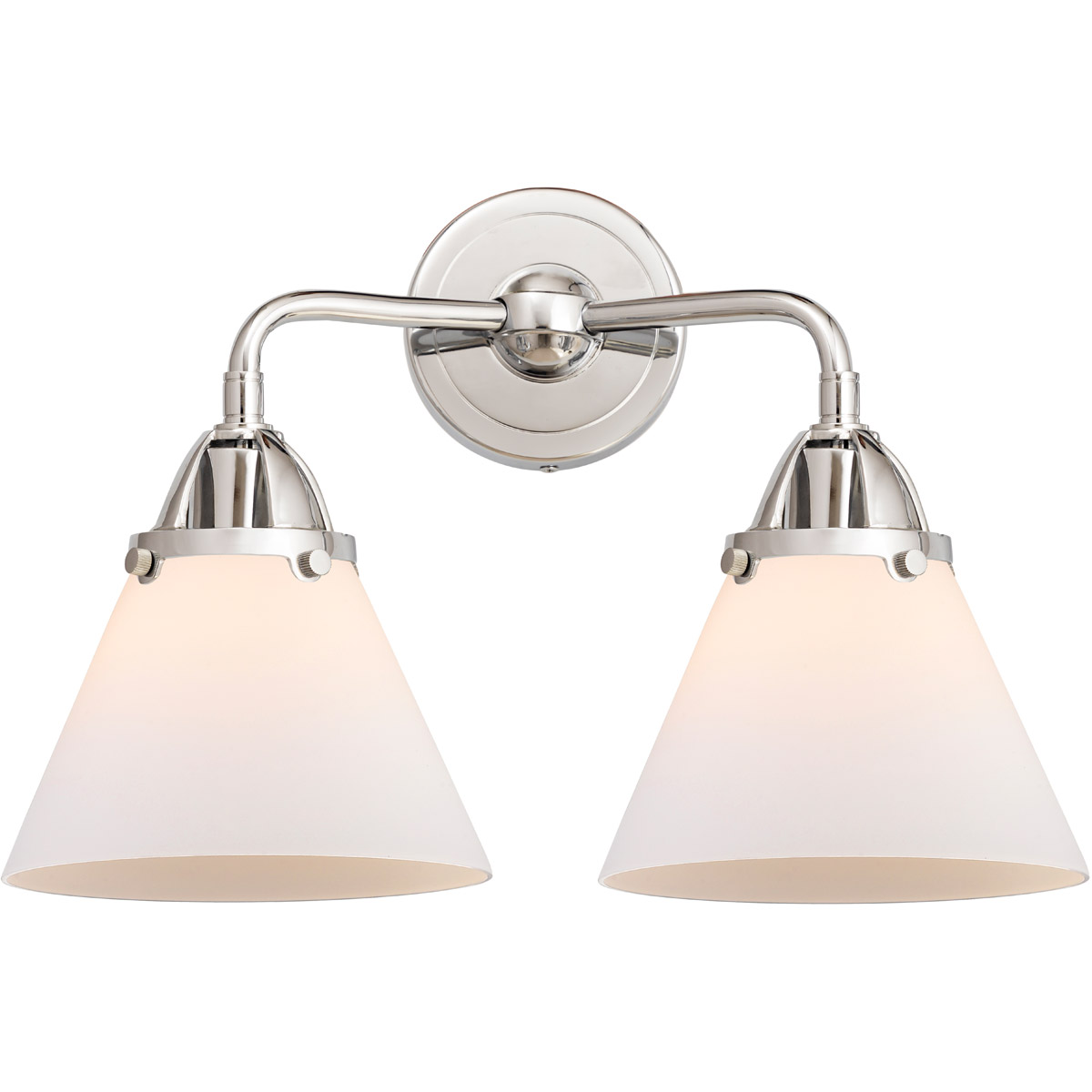 Innovations Lighting 288-2W-PC-G41-LED Nouveau 2 Large Cone LED 15.75 inch Polished Chrome Bath Vanity Light Wall Light in Matte White Glass