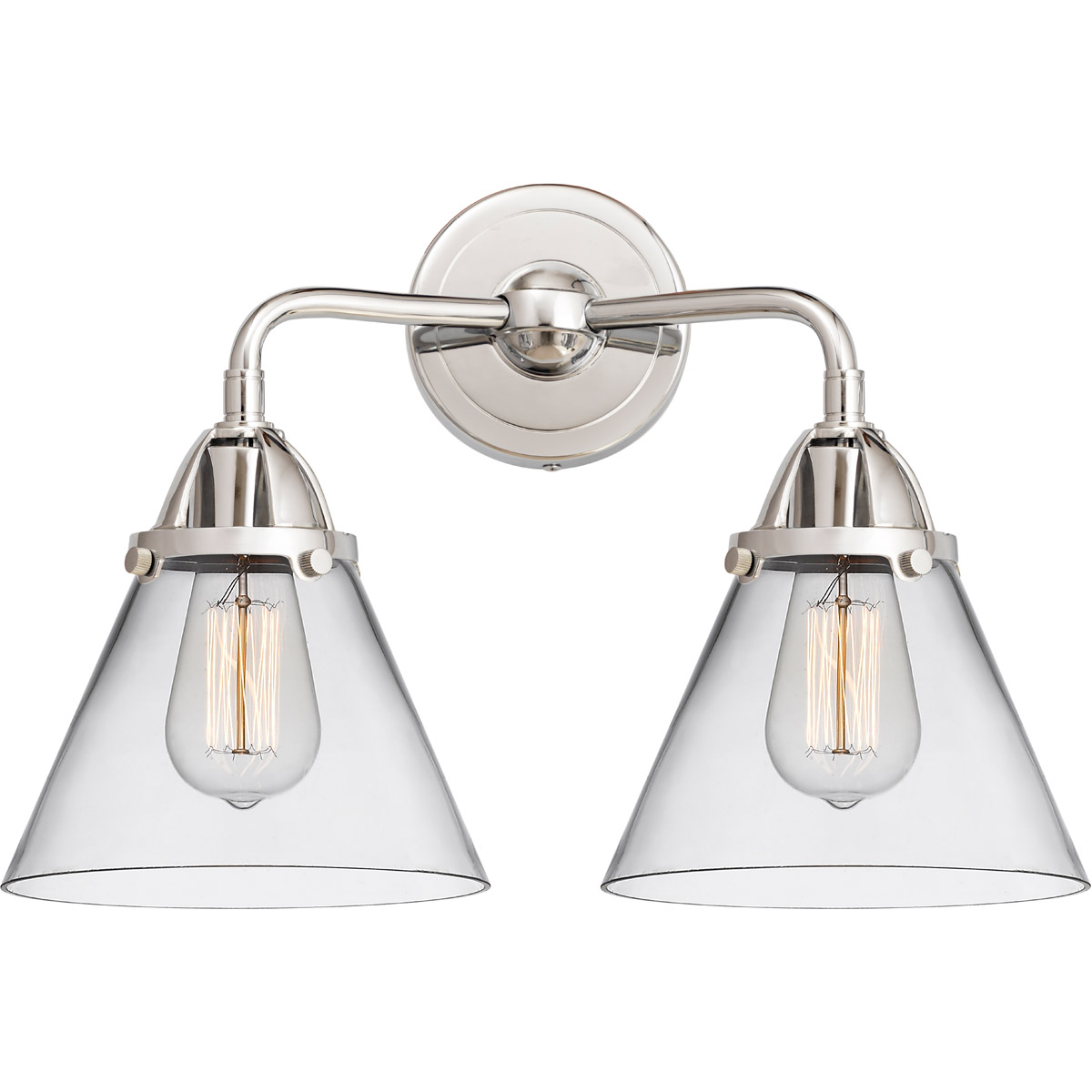 Innovations Lighting 288-2W-PC-G42-LED Nouveau 2 Large Cone LED 15.75 inch Polished Chrome Bath Vanity Light Wall Light in Clear Glass