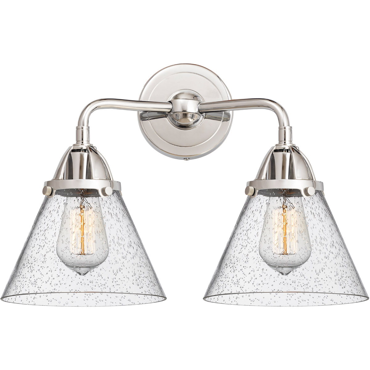 Innovations Lighting 288-2W-PC-G44-LED Nouveau 2 Large Cone LED 15.75 inch Polished Chrome Bath Vanity Light Wall Light in Seedy Glass