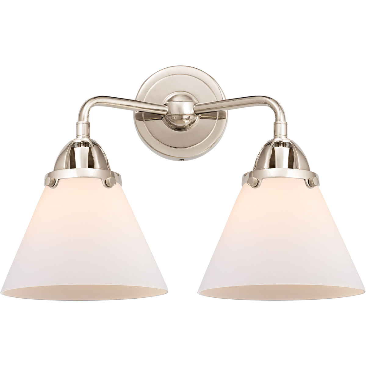 Innovations Lighting 288-2W-PN-G41-LED Nouveau 2 Large Cone LED 15.75 inch Polished Nickel Bath Vanity Light Wall Light in Matte White Glass
