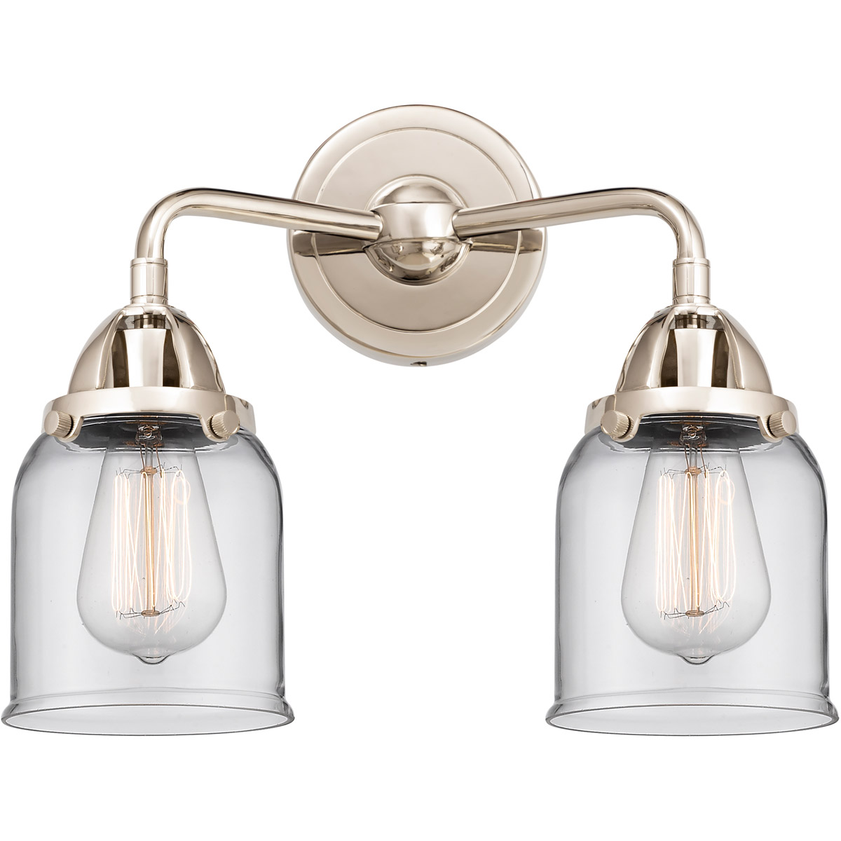 Innovations Lighting 288-2W-PN-G52 Nouveau 2 Small Bell 2 Light 13 inch Polished Nickel Bath Vanity Light Wall Light in Clear Glass