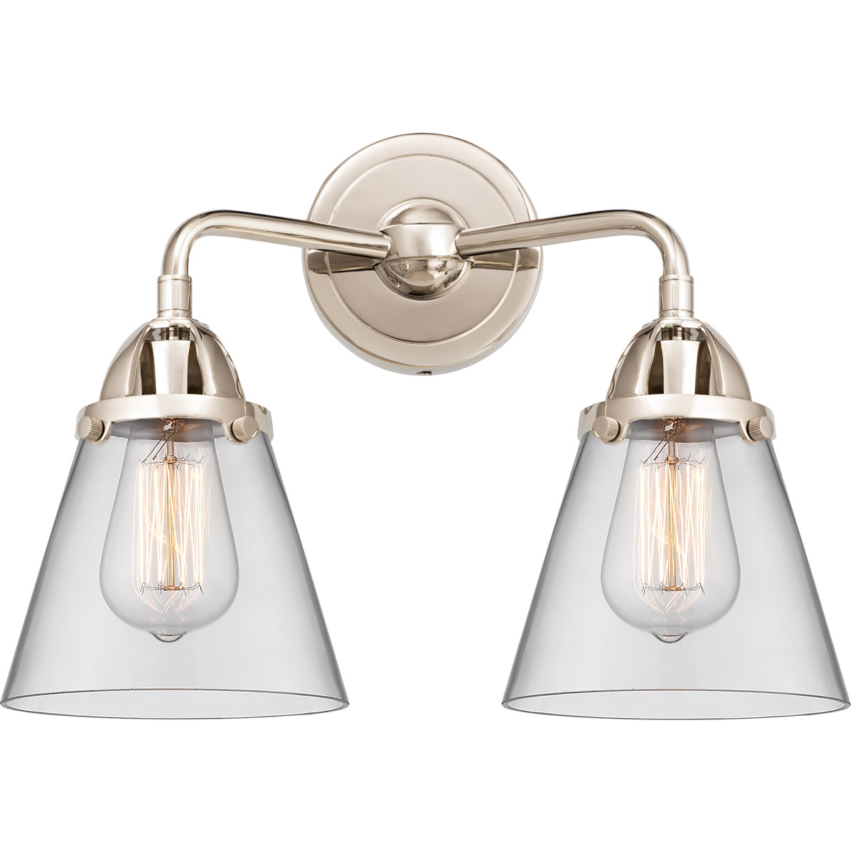 Innovations Lighting 288-2W-PN-G62-LED Nouveau 2 Small Cone LED 14.25 inch Polished Nickel Bath Vanity Light Wall Light in Clear Glass