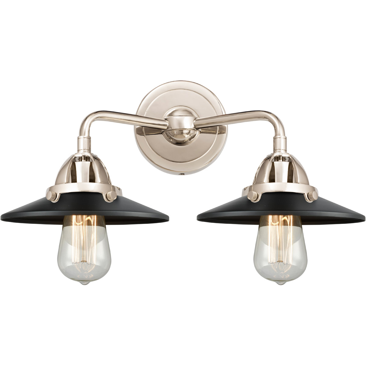 Innovations Lighting 288-2W-PN-M6-BK-LED Nouveau 2 Railroad LED 16 inch Polished Nickel Bath Vanity Light Wall Light in Matte Black