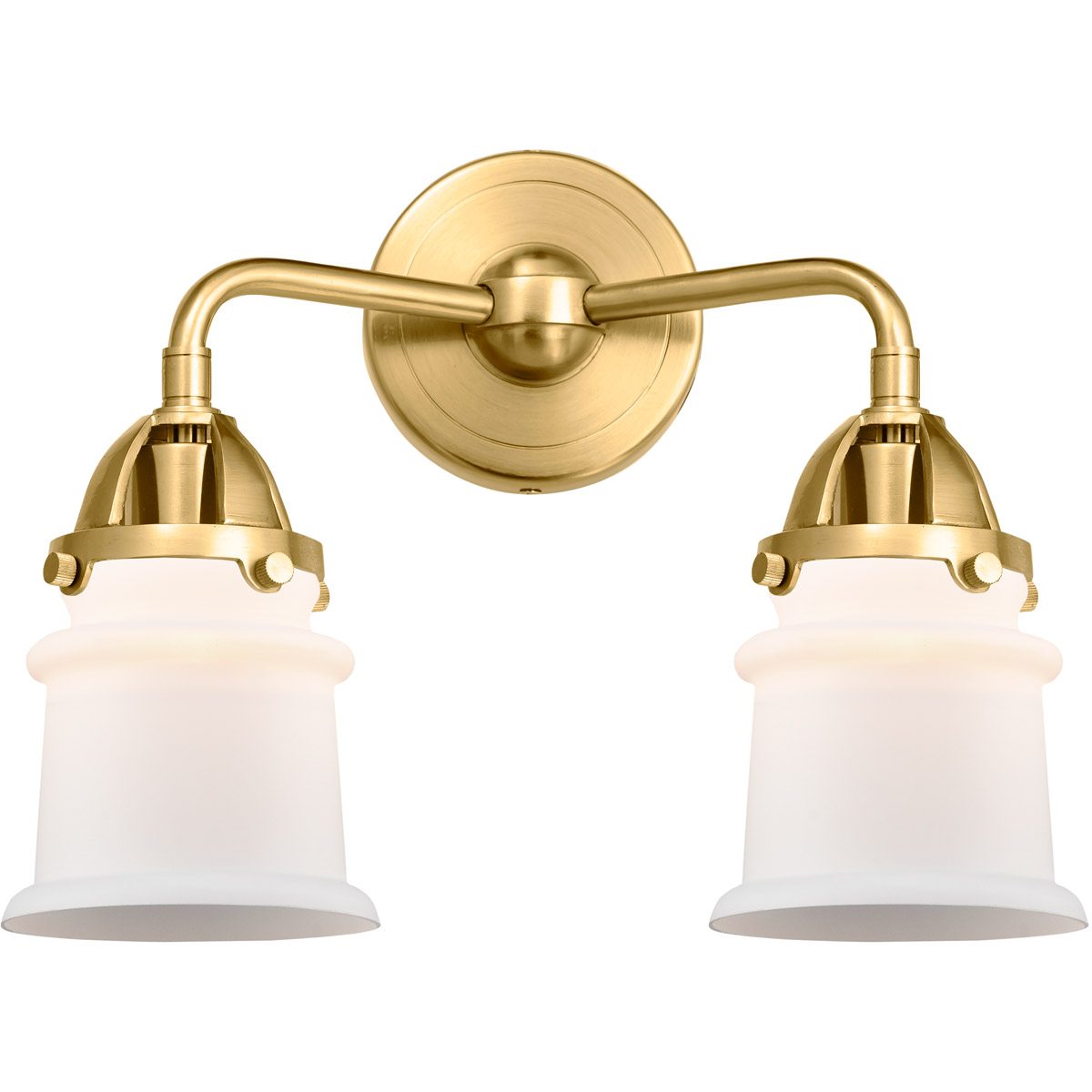 Innovations Lighting 288-2W-SG-G181S-LED Nouveau 2 Small Canton LED 13.25 inch Satin Gold Bath Vanity Light Wall Light in Matte White Glass
