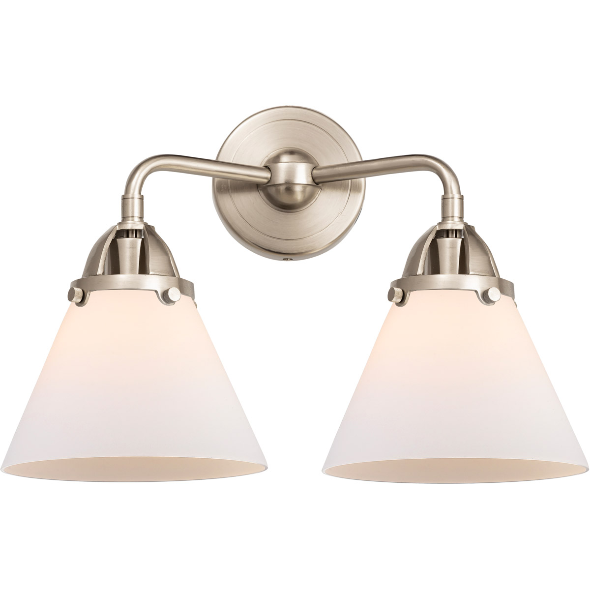 Innovations Lighting 288-2W-SN-G41-LED Nouveau 2 Large Cone LED 15.75 inch Brushed Satin Nickel Bath Vanity Light Wall Light in Matte White Glass