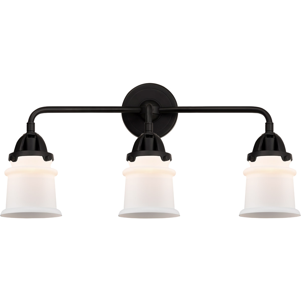 Innovations Lighting 288-3W-BK-G181S-LED Nouveau 2 Small Canton LED 23.25 inch Matte Black Bath Vanity Light Wall Light in Matte White Glass